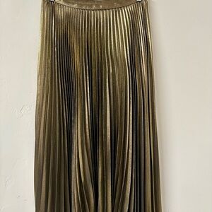 Ralph Lauren Metallic Gold Midi Skirt